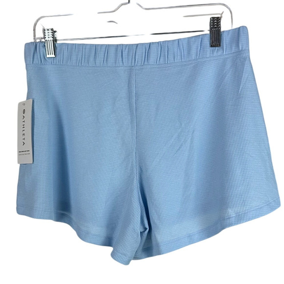 Athleta Wind Down Sleep Shorts Waffle Knit Light Blue Women's Size XL NWT - Picture 3 of 10
